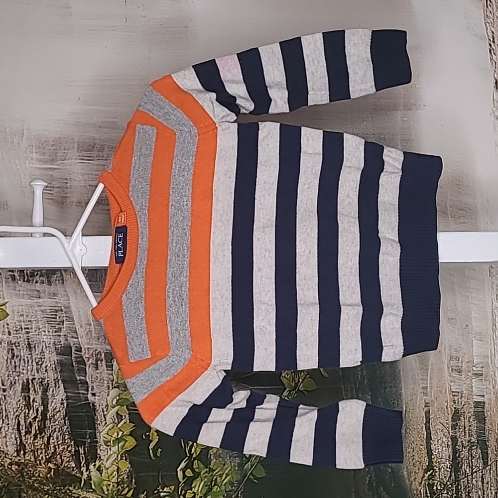 The Childrens Place Boys 4T striped long sleeve preppy fall sweater